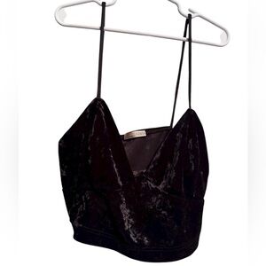 Zara Black Velvet Cropped Tank Top Bralette